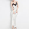 16 Momme Mulberry Silk Black Lace Suspender Long Nightdress