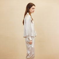 19 Momme Mulberry Silk Gentle Long Sleeve Trousers Pajamas Set