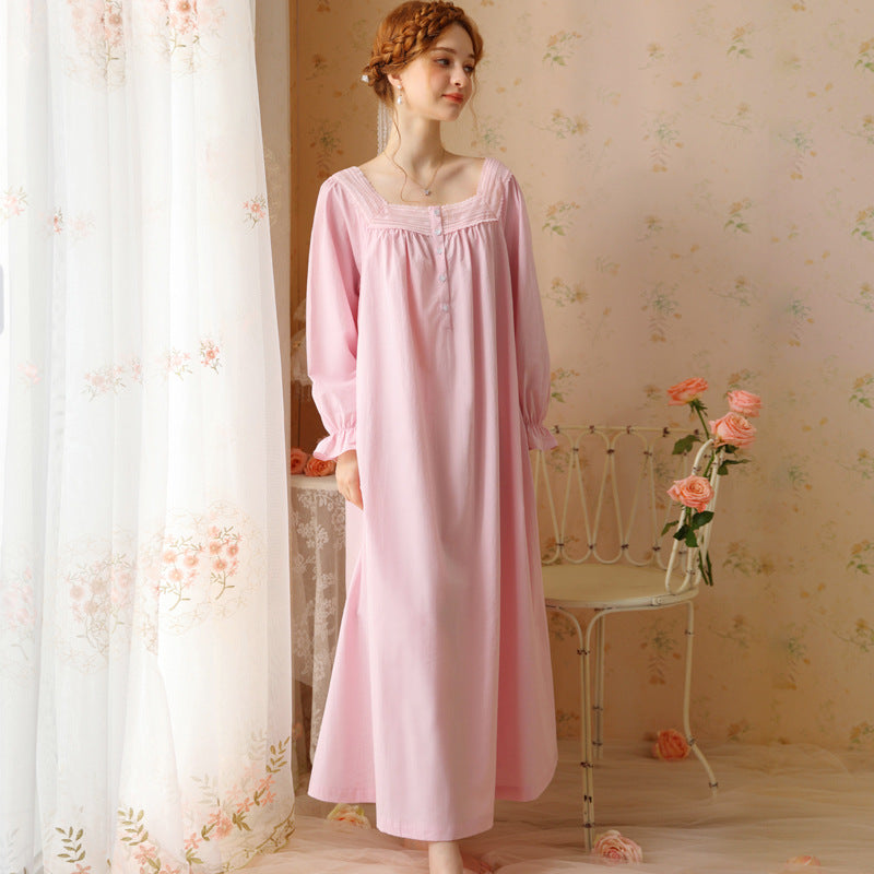 French Cotton Lace Long-Sleeved Nightdress