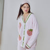 Pink Strawberry Half-Pile Long Sleeve Trousers Pajamas Set