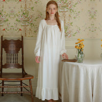 Simple Square Collar Long-Sleeved Nightdress