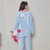 Blue Cloud Half-Pile Flannel Long Sleeve Trousers Pajamas Set