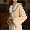 Vintage Yellow Lapel Velvet Long-Sleeved Robe