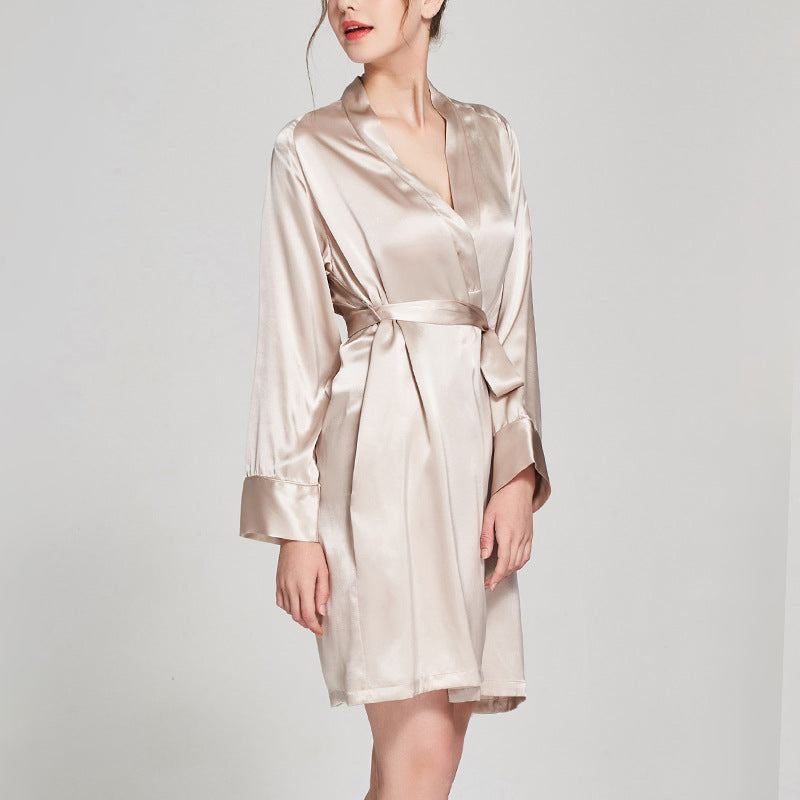 16 Momme Mulberry Silk Long Sleeve Short Robe