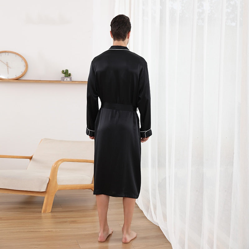 19 Momme Mulberry Silk Men's Long Sleeve Robe