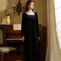 Elegant Square Neck Velvet Long Sleeve Nightdress