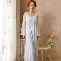 Elegant Gauze Square Collar Long Sleeve Nightdress