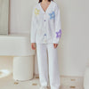 White Stars Half-Pile Long Sleeve Trousers Pajamas Set