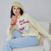 Light Yellow Hobbyhorse Half-Pile Flannel Pullover Long Sleeve Trousers Pajamas Set