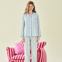 Lyocell Striped Long Sleeve Pants Pajamas Set