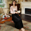 Elegant Princess Style V-Neck Velvet Long-Sleeved Nightdress