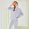 Lyocell Striped Long Sleeve Pants Pajamas Set