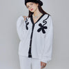 White Flower Half-Pile Flannel Long Sleeve Trousers Pajamas Set