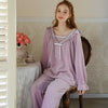 Cute Lace V-Neck Velvet Long Sleeve Pants Pajamas Set