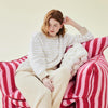 Solid Color Striped Velvet Long Sleeve Trousers Pajamas Set