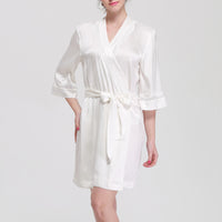 16 Momme Mulberry Silk Lace Three Quarter Sleeve Robe