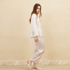 19 Momme Mulberry Silk Taro Pink Pullover Long Sleeve Trousers Pajamas Set