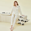 100% Cotton Double Yarn Printed Long Sleeve Trousers Pajamas Set