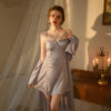 Sexy Ice Silk Beaded Chain Nightdress Set