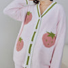 Pink Strawberry Half-Pile Long Sleeve Trousers Pajamas Set