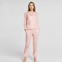 19 Momme Mulberry Silk Cotton Long Sleeve Cuffed Trousers Pajamas Set