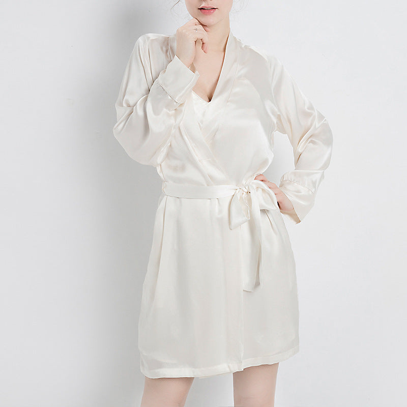 16 Momme Mulberry Silk Long Sleeve Short Robe