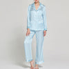 16 Momme Mulberry Silk Vertical Stripe Long Sleeve Trousers Pajamas Set