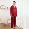 22 Momme 100% Mulberry Silk Men's Long Sleeve Trousers Pajamas Set