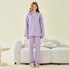 Solid Color Three Layer Cotton Long Sleeve Pants Pajamas Set