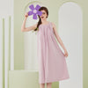 Solid Color Sleeveless Modal Nightgown With Breast Pad