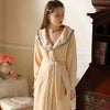 Vintage Yellow Lapel Velvet Long-Sleeved Robe