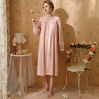 French Simple Long-Sleeved Nightdress