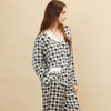 19 Momme Mulberry Silk Houndstooth Long Sleeve Trousers Pajamas Set