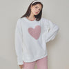 White Big Heart Half-Pile Flannel Pullover Long Sleeve Trousers Pajamas Set