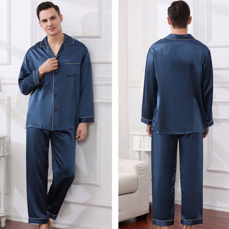 19 Momme 100% Mulberry Silk Men's Long Sleeve Pajamas Set