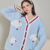 Blue Cloud Half-Pile Flannel Long Sleeve Trousers Pajamas Set