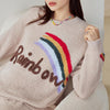 Khaki Rainbow Half-Pile Flannel Pullover Long Sleeve Trousers Pajamas Set