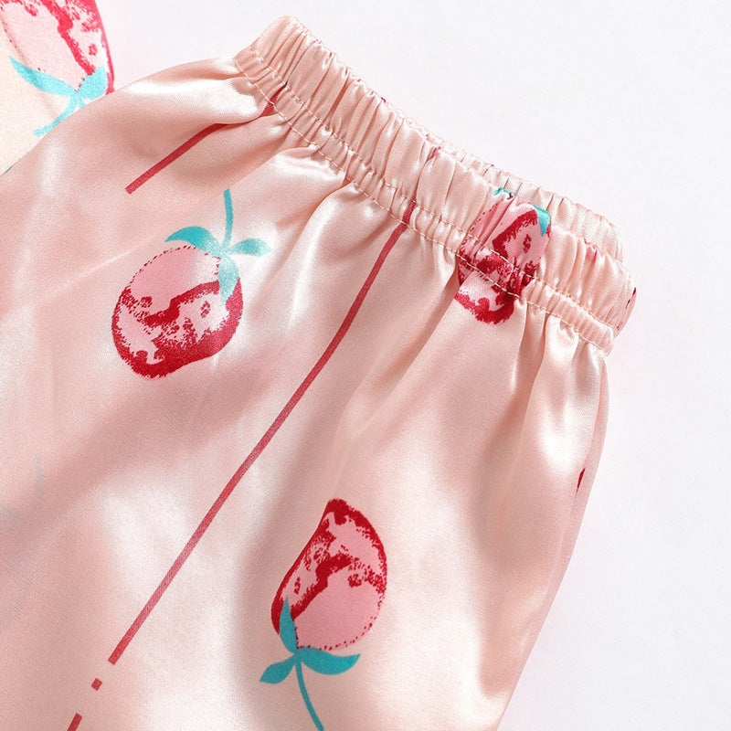 Pink Strawberry Print Kids' Pajamas