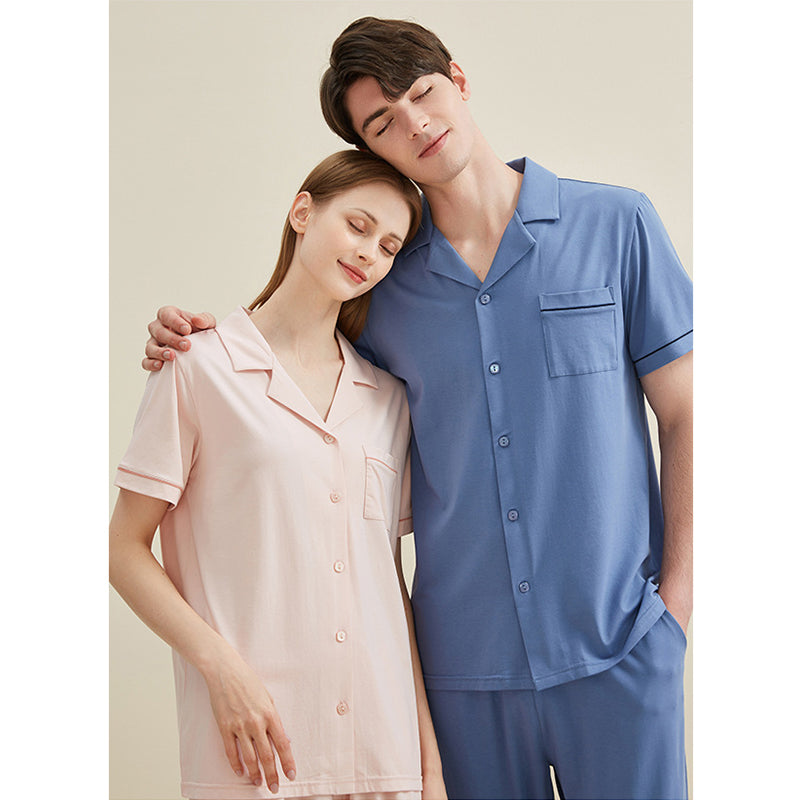 Women's Notched Collar Couple Pajama Set