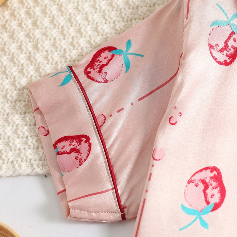 Pink Strawberry Print Kids' Pajamas