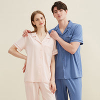 Women's Notched Collar Couple Pajama Set