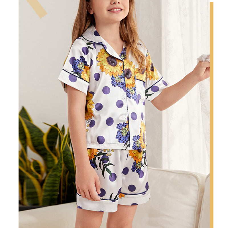 Sunflowers Print Kids' Pajamas
