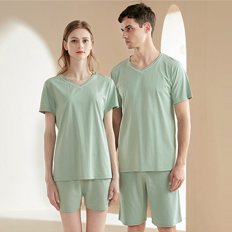 Women's V-neck Couple Short Pajama Set