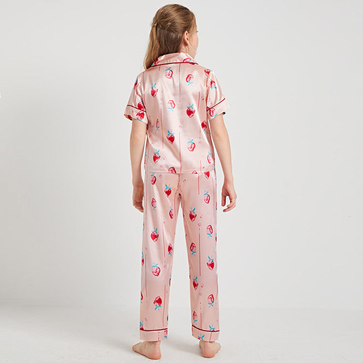 Pink Strawberry Print Kids' Pajamas