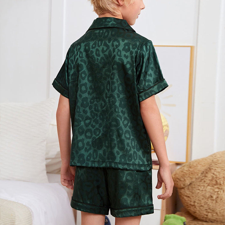Green Leopard Print Kids' Pajamas