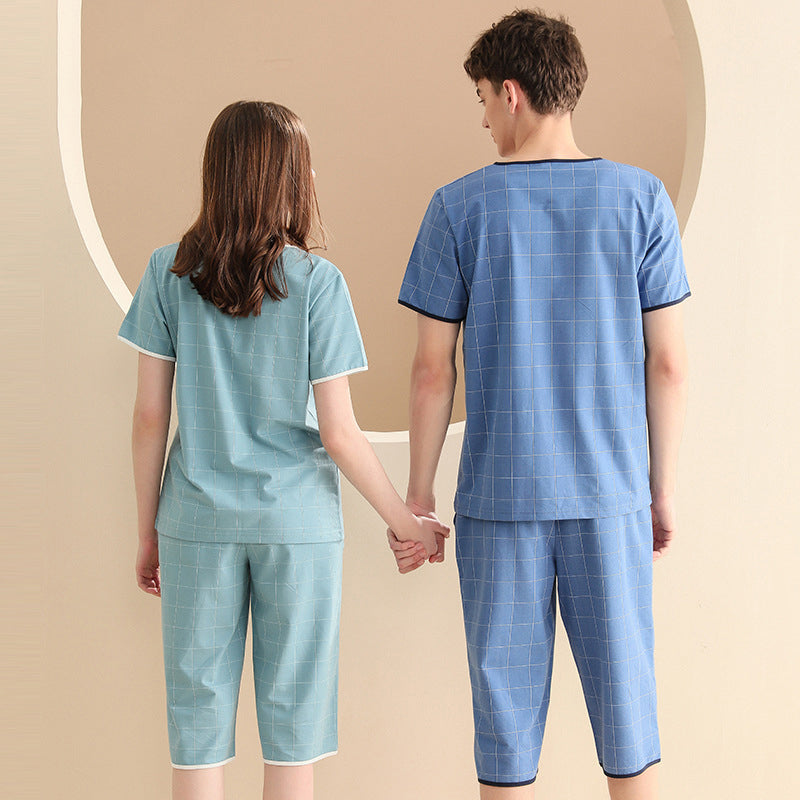 Women's Check Print Couple Pajama Set