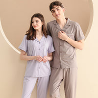 Women's Notched Collar Couple Pajama Set