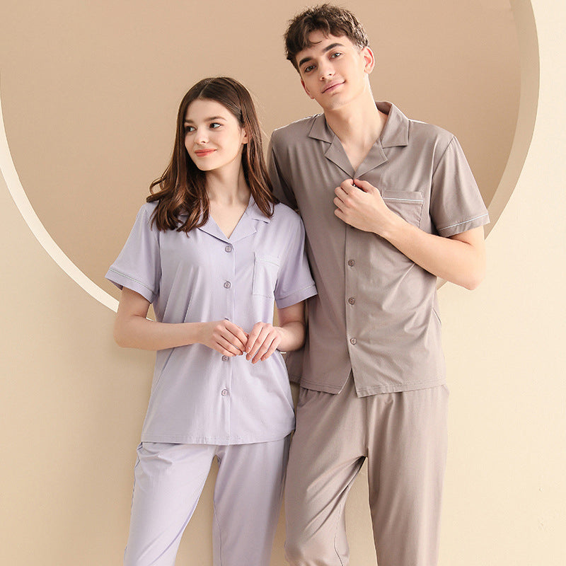 Women's Notched Collar Couple Pajama Set