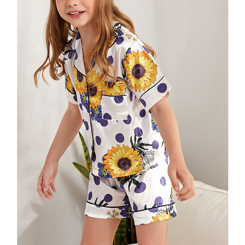 Sunflowers Print Kids' Pajamas