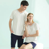 Women's V-neck Couple Short Pajama Set